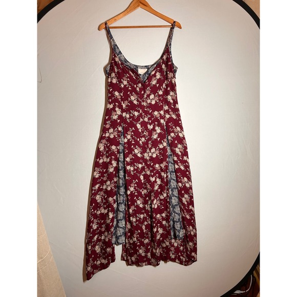 cinq a sept Dresses & Skirts - Cinq a Sept Burgundy Nathalia Floral Silk Asymmetrical Midi Dress 10 Mixed Print